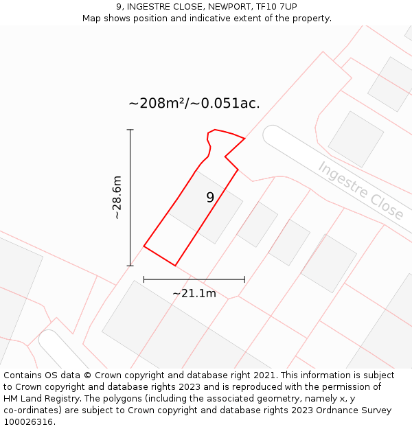 9, INGESTRE CLOSE, NEWPORT, TF10 7UP: Plot and title map