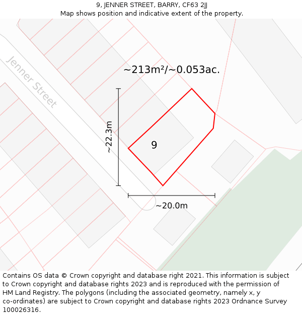 9, JENNER STREET, BARRY, CF63 2JJ: Plot and title map