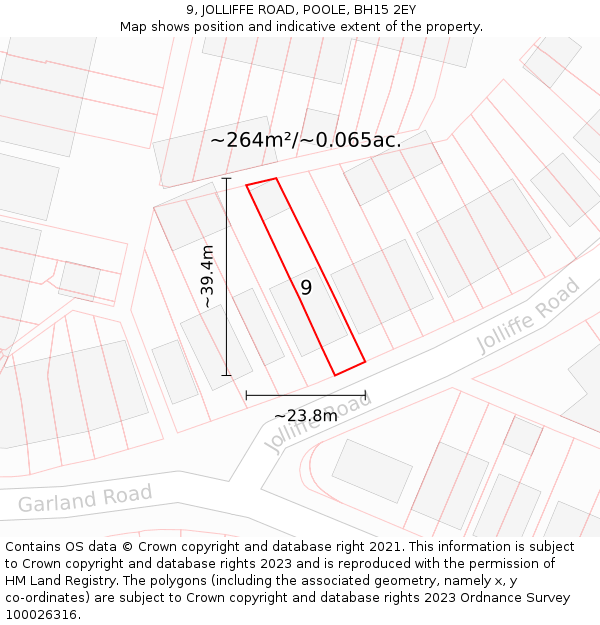 9, JOLLIFFE ROAD, POOLE, BH15 2EY: Plot and title map