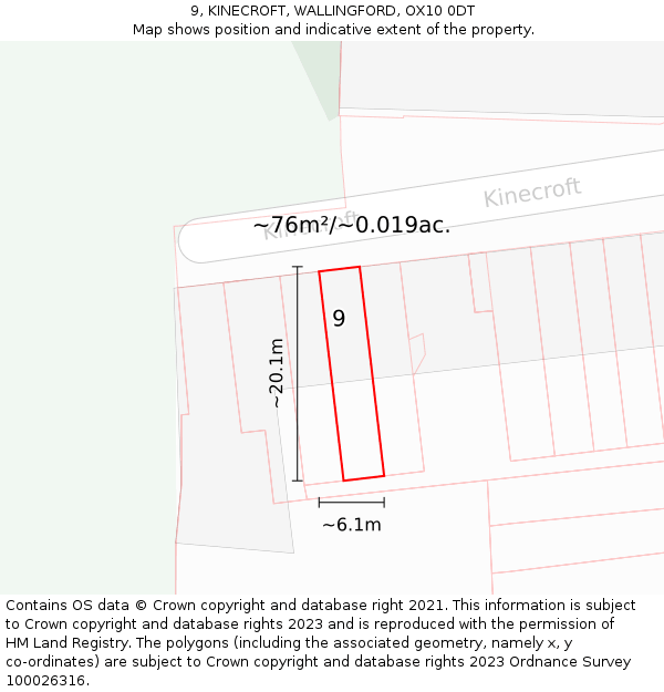 9, KINECROFT, WALLINGFORD, OX10 0DT: Plot and title map