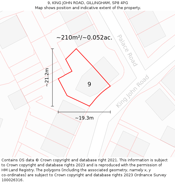 9, KING JOHN ROAD, GILLINGHAM, SP8 4PG: Plot and title map
