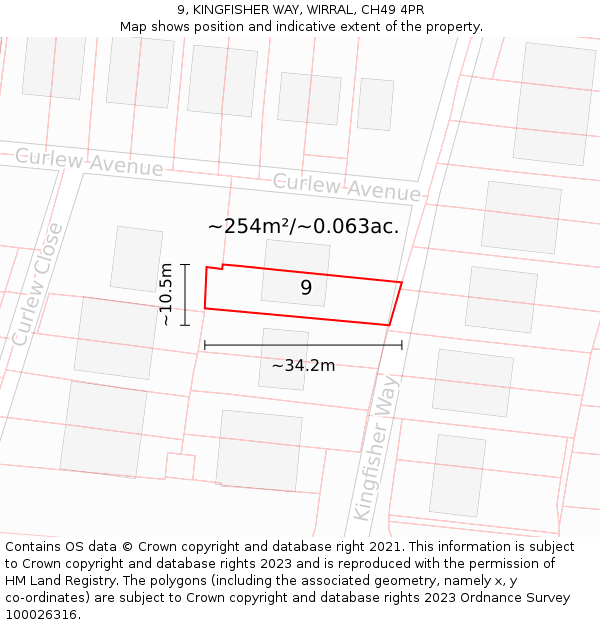 9, KINGFISHER WAY, WIRRAL, CH49 4PR: Plot and title map