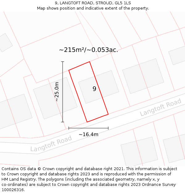 9, LANGTOFT ROAD, STROUD, GL5 1LS: Plot and title map