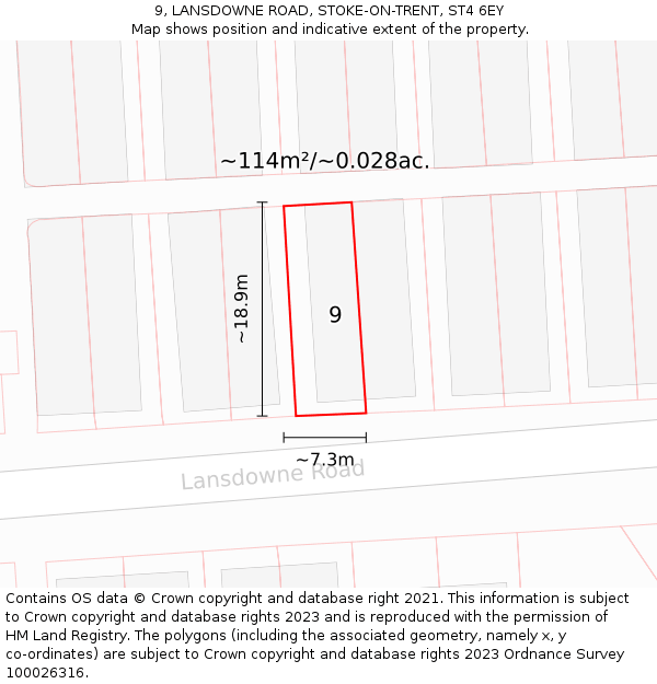 9, LANSDOWNE ROAD, STOKE-ON-TRENT, ST4 6EY: Plot and title map