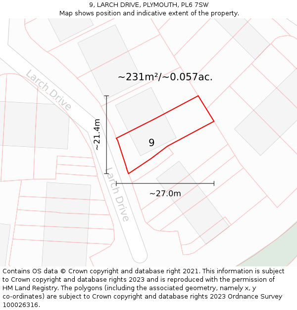 9, LARCH DRIVE, PLYMOUTH, PL6 7SW: Plot and title map