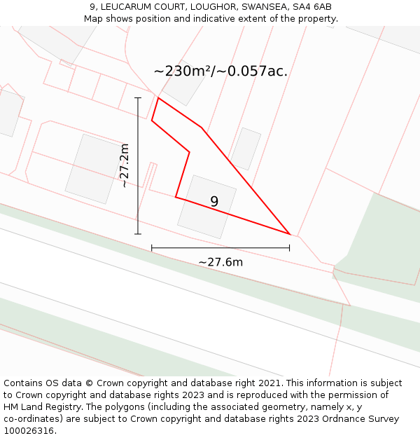 9, LEUCARUM COURT, LOUGHOR, SWANSEA, SA4 6AB: Plot and title map