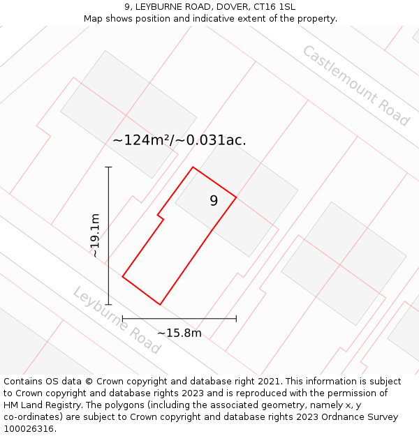 9, LEYBURNE ROAD, DOVER, CT16 1SL: Plot and title map