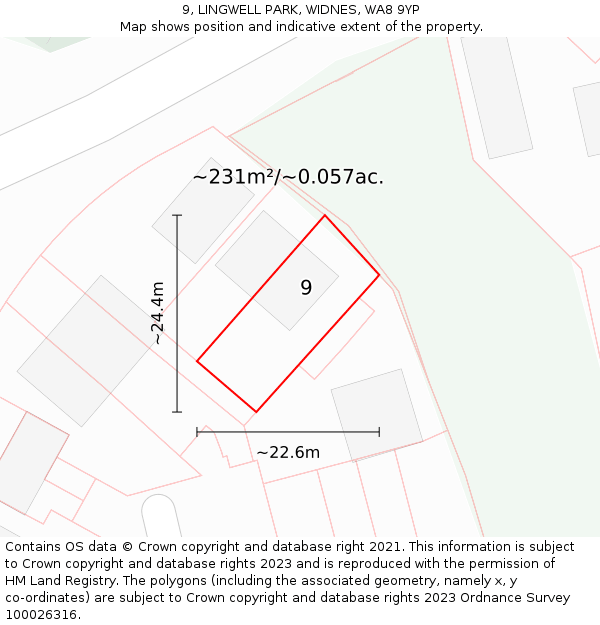 9, LINGWELL PARK, WIDNES, WA8 9YP: Plot and title map