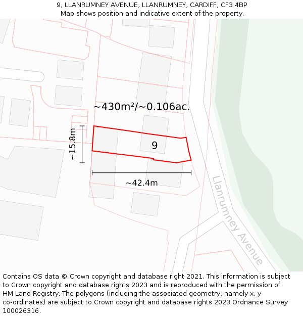 9, LLANRUMNEY AVENUE, LLANRUMNEY, CARDIFF, CF3 4BP: Plot and title map