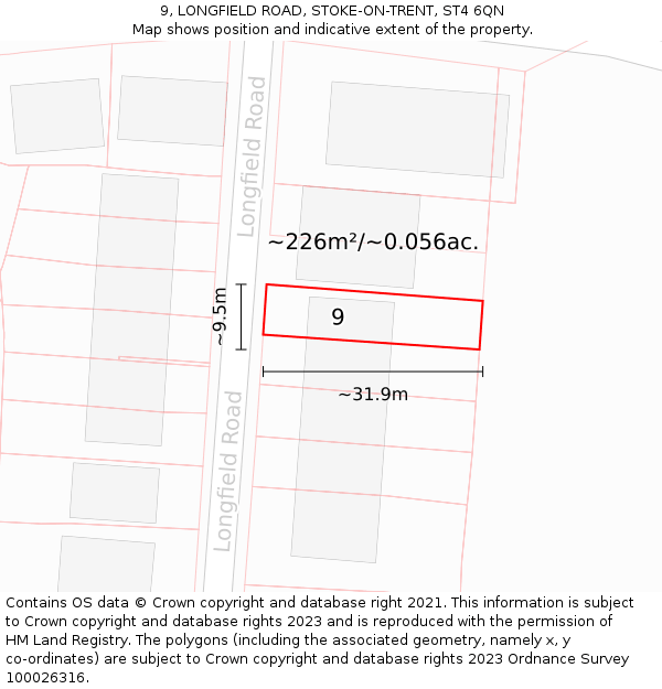 9, LONGFIELD ROAD, STOKE-ON-TRENT, ST4 6QN: Plot and title map