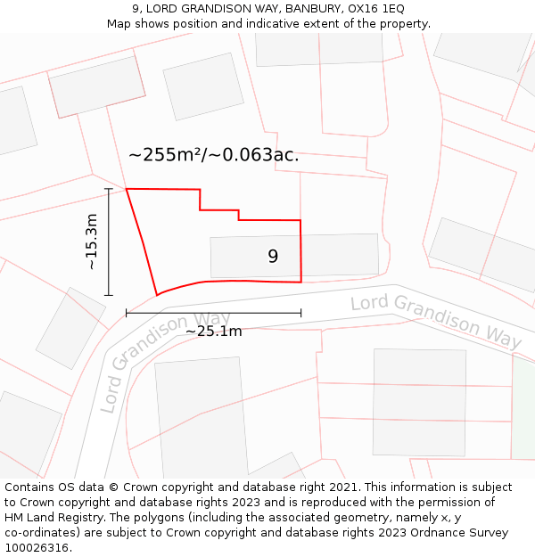 9, LORD GRANDISON WAY, BANBURY, OX16 1EQ: Plot and title map