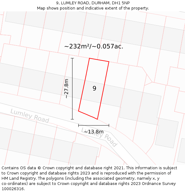 9, LUMLEY ROAD, DURHAM, DH1 5NP: Plot and title map