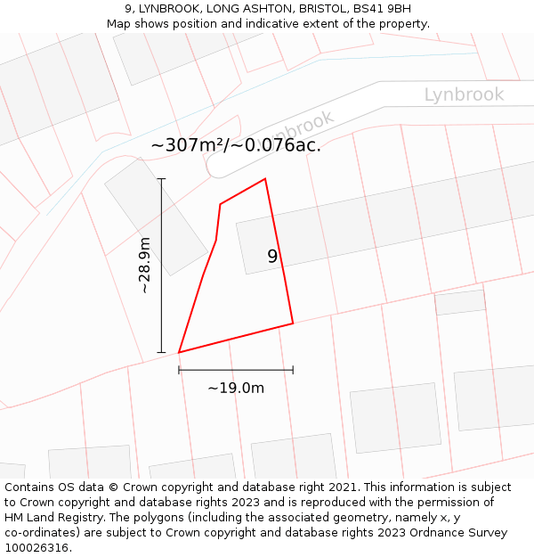 9, LYNBROOK, LONG ASHTON, BRISTOL, BS41 9BH: Plot and title map