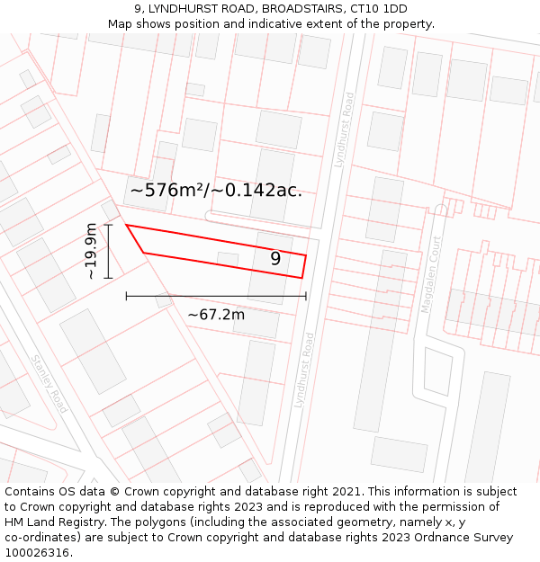 9, LYNDHURST ROAD, BROADSTAIRS, CT10 1DD: Plot and title map