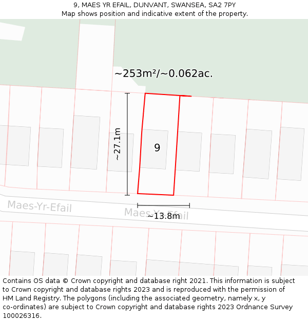 9, MAES YR EFAIL, DUNVANT, SWANSEA, SA2 7PY: Plot and title map