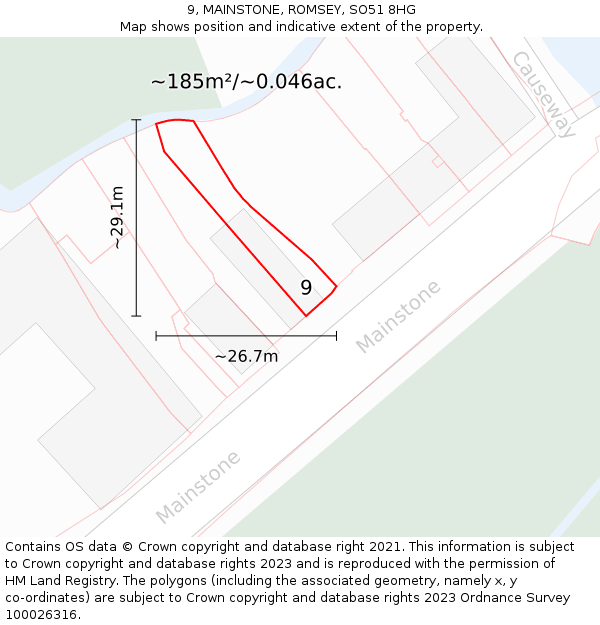 9, MAINSTONE, ROMSEY, SO51 8HG: Plot and title map