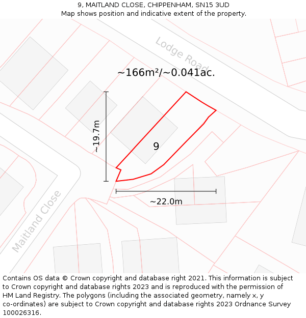 9, MAITLAND CLOSE, CHIPPENHAM, SN15 3UD: Plot and title map