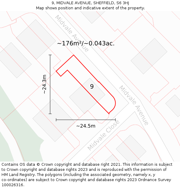 9, MIDVALE AVENUE, SHEFFIELD, S6 3HJ: Plot and title map