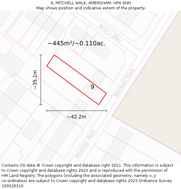 9, MITCHELL WALK, AMERSHAM, HP6 6NN: Plot and title map