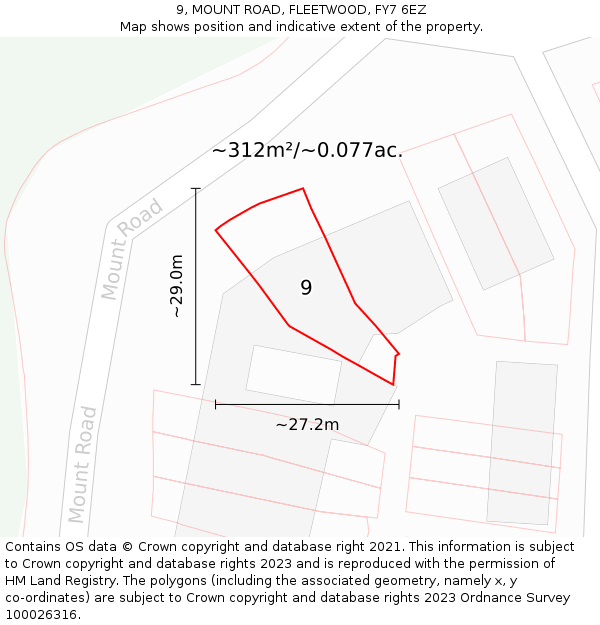 9, MOUNT ROAD, FLEETWOOD, FY7 6EZ: Plot and title map