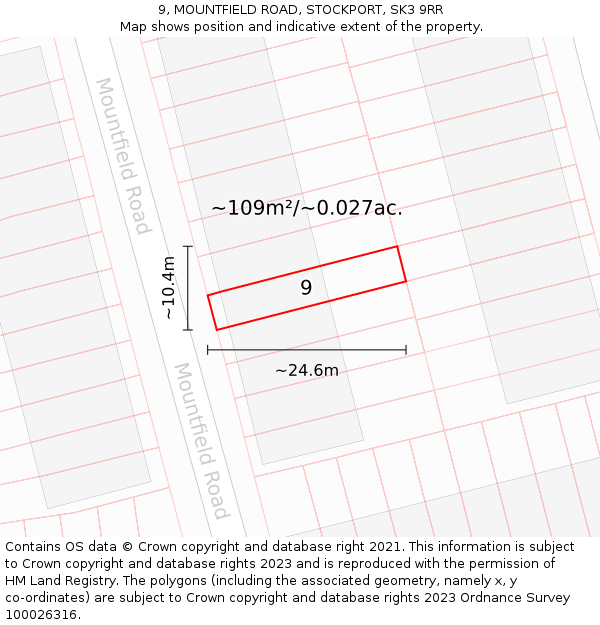 9, MOUNTFIELD ROAD, STOCKPORT, SK3 9RR: Plot and title map