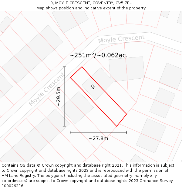 9, MOYLE CRESCENT, COVENTRY, CV5 7EU: Plot and title map