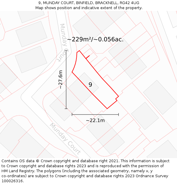 9, MUNDAY COURT, BINFIELD, BRACKNELL, RG42 4UG: Plot and title map