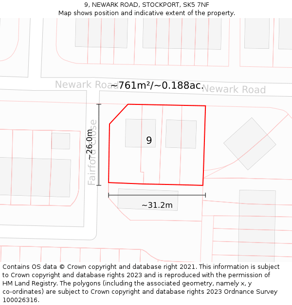 9, NEWARK ROAD, STOCKPORT, SK5 7NF: Plot and title map