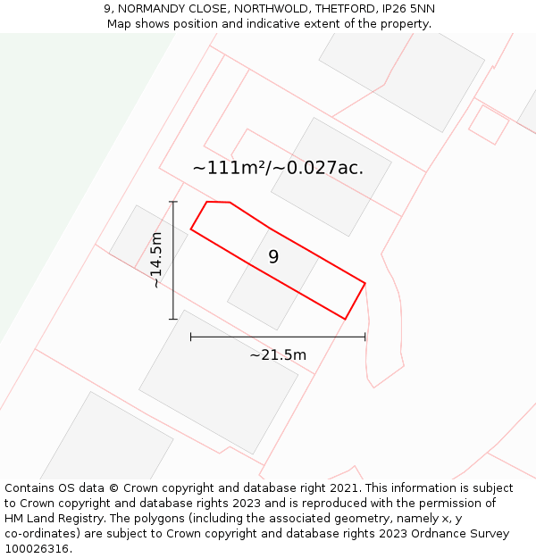 9, NORMANDY CLOSE, NORTHWOLD, THETFORD, IP26 5NN: Plot and title map