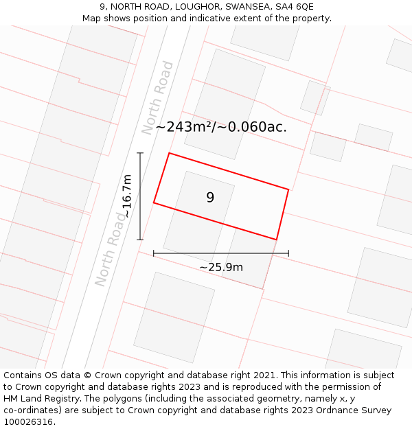 9, NORTH ROAD, LOUGHOR, SWANSEA, SA4 6QE: Plot and title map