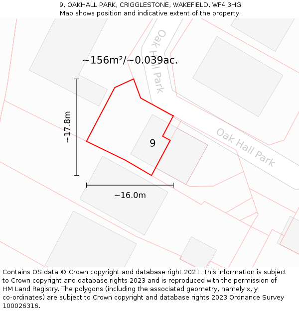 9, OAKHALL PARK, CRIGGLESTONE, WAKEFIELD, WF4 3HG: Plot and title map
