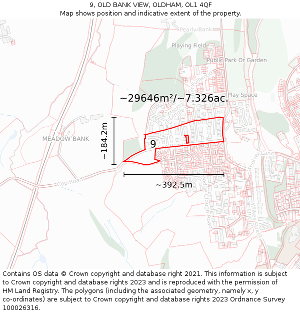 9, OLD BANK VIEW, OLDHAM, OL1 4QF: Plot and title map