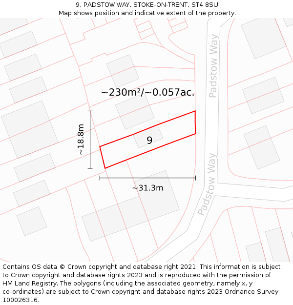 9, PADSTOW WAY, STOKE-ON-TRENT, ST4 8SU: Plot and title map