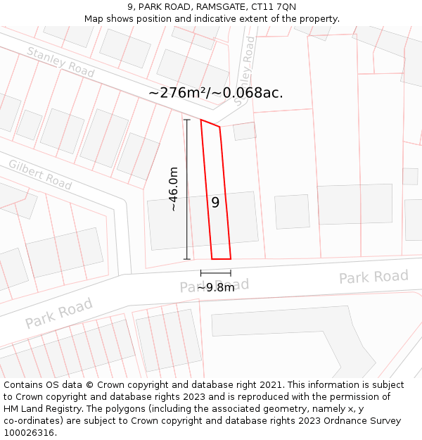 9, PARK ROAD, RAMSGATE, CT11 7QN: Plot and title map