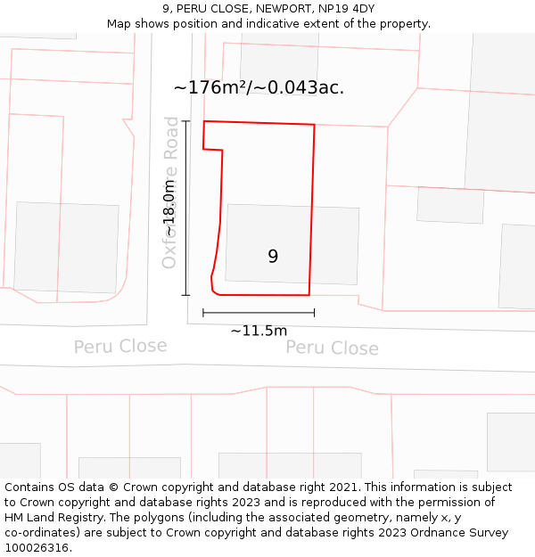 9, PERU CLOSE, NEWPORT, NP19 4DY: Plot and title map