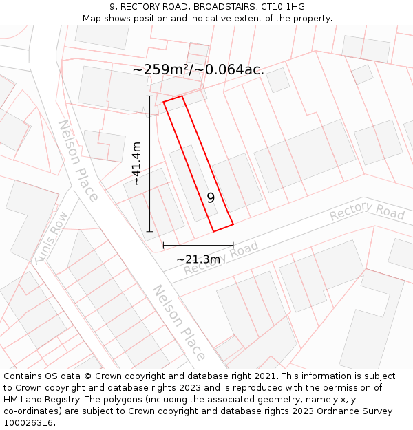 9, RECTORY ROAD, BROADSTAIRS, CT10 1HG: Plot and title map