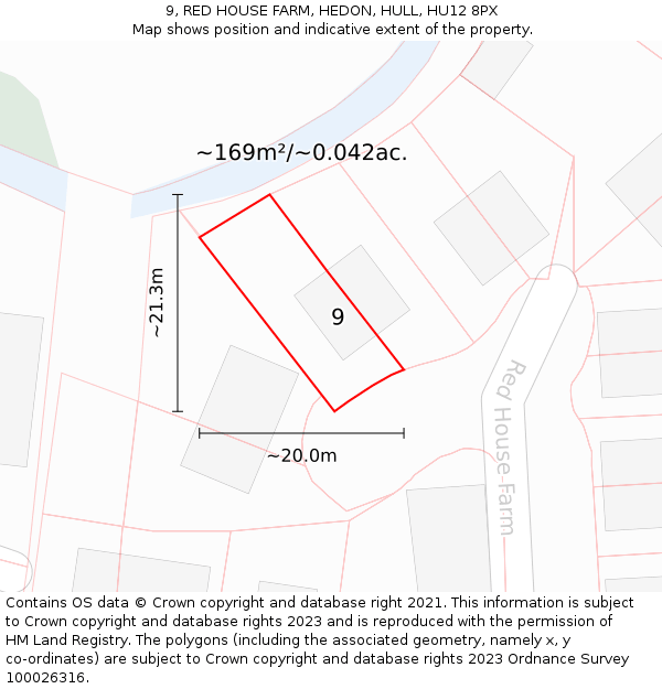 9, RED HOUSE FARM, HEDON, HULL, HU12 8PX: Plot and title map