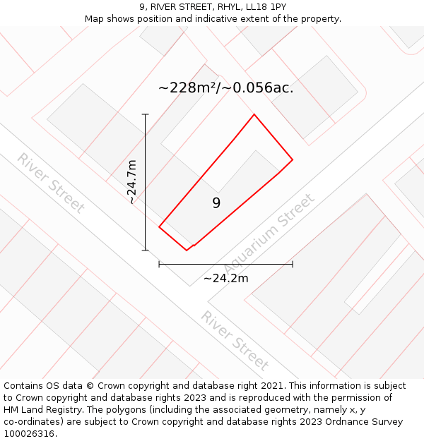 9, RIVER STREET, RHYL, LL18 1PY: Plot and title map