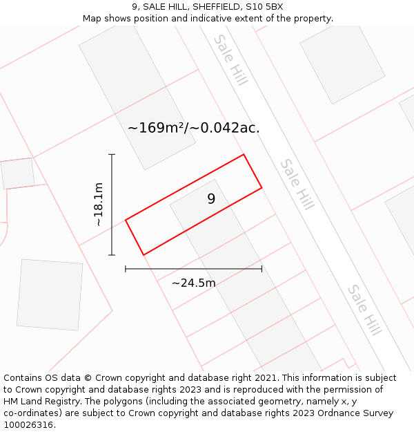 9, SALE HILL, SHEFFIELD, S10 5BX: Plot and title map