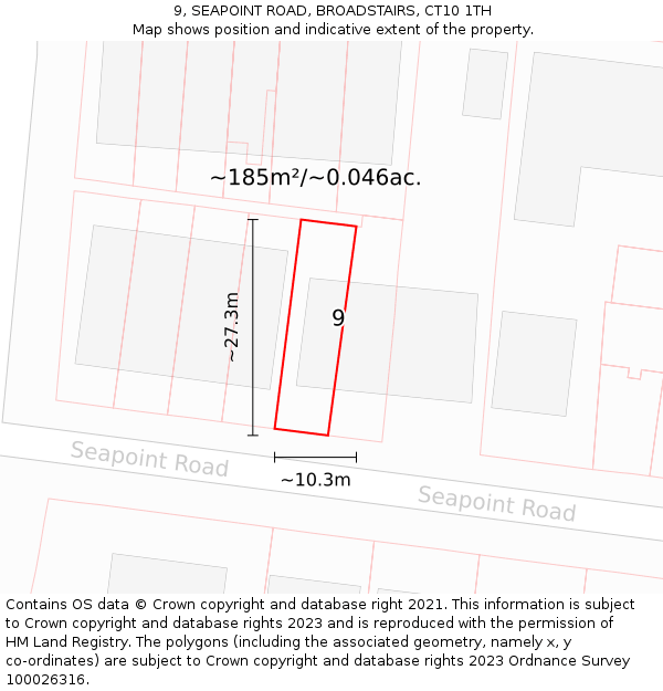 9, SEAPOINT ROAD, BROADSTAIRS, CT10 1TH: Plot and title map