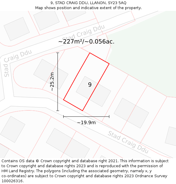 9, STAD CRAIG DDU, LLANON, SY23 5AQ: Plot and title map