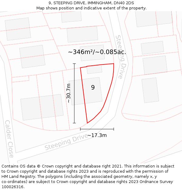 9, STEEPING DRIVE, IMMINGHAM, DN40 2DS: Plot and title map