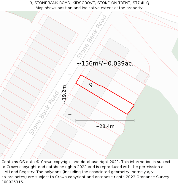 9, STONEBANK ROAD, KIDSGROVE, STOKE-ON-TRENT, ST7 4HQ: Plot and title map