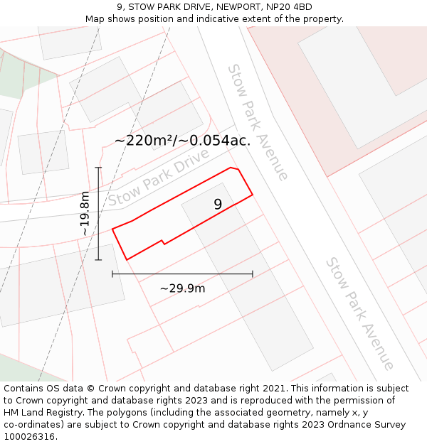9, STOW PARK DRIVE, NEWPORT, NP20 4BD: Plot and title map