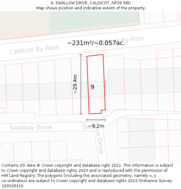 9, SWALLOW DRIVE, CALDICOT, NP26 5RD: Plot and title map