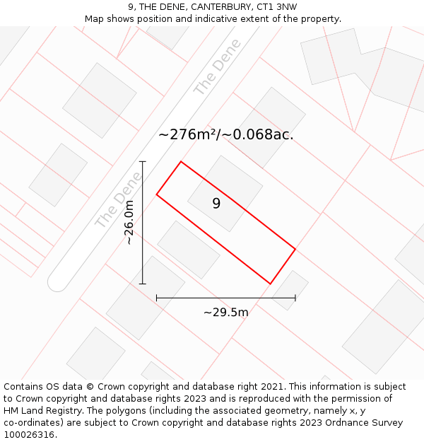 9, THE DENE, CANTERBURY, CT1 3NW: Plot and title map
