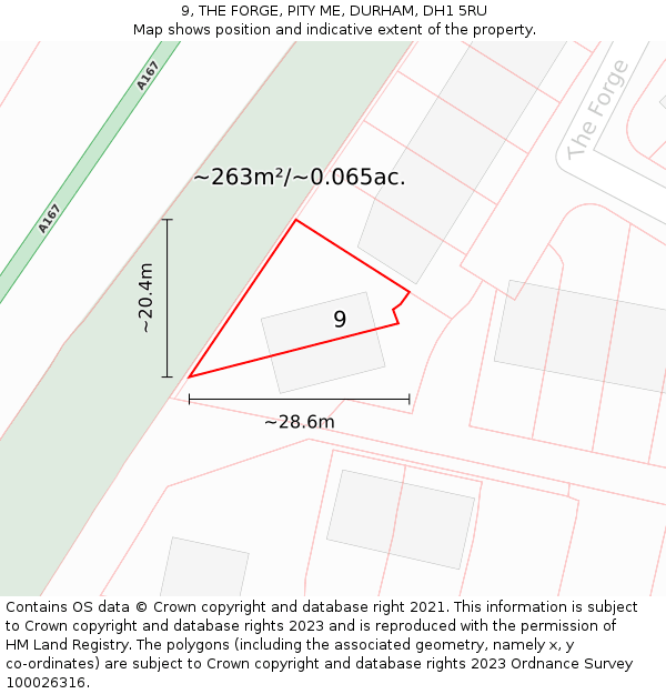 9, THE FORGE, PITY ME, DURHAM, DH1 5RU: Plot and title map