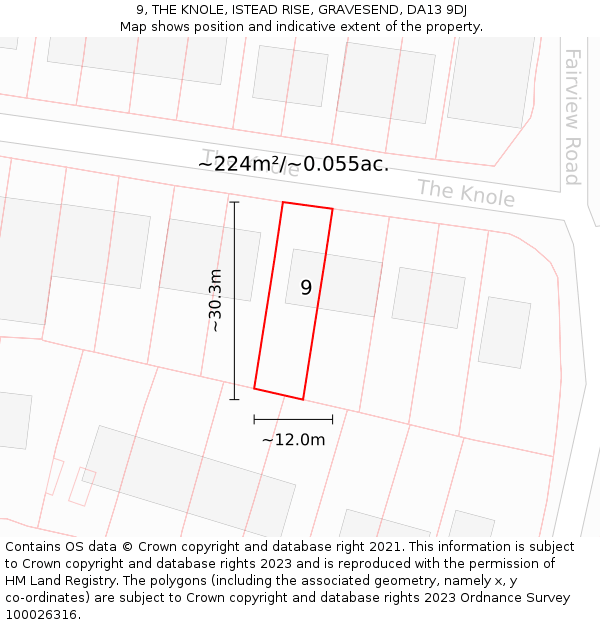 9, THE KNOLE, ISTEAD RISE, GRAVESEND, DA13 9DJ: Plot and title map