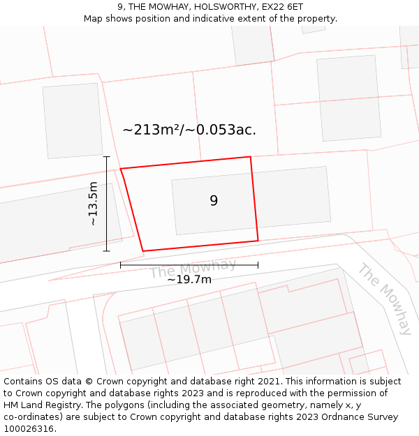 9, THE MOWHAY, HOLSWORTHY, EX22 6ET: Plot and title map