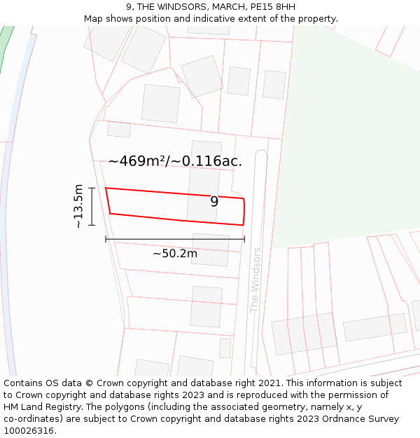 9, THE WINDSORS, MARCH, PE15 8HH: Plot and title map